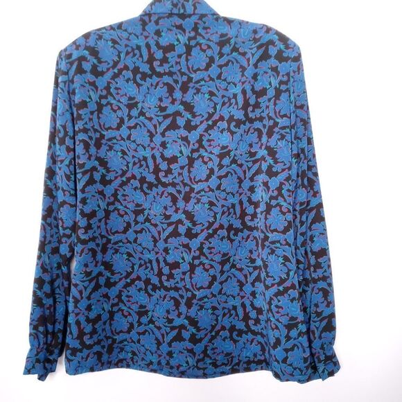 Pendleton blue floral blouse the keyhole on front - Picture 4 of 8